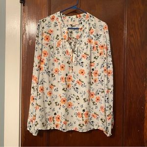 LOFT Long Sleeve Sheer Floral Blouse